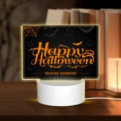 Rectangular Acrylic Night Light, A Halloween Party Is Advertised With A Spooky Theme.