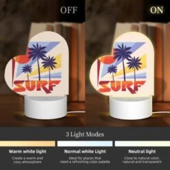 Love Acrylic Night Light, A Colorful Surfboard Logo With A Sun And Palm Trees. -Cute Night Light Shop 15762053ee4fc837226055e8a875e06072e1fbee