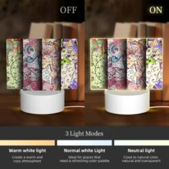 Rectangular Acrylic Night Light, Four Different Colored Paintings Of Flowers. -Cute Night Light Shop 163439a08ab1b109f2c33a1f3c3b2f791015a038