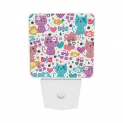 Night Light Set Of 2, A Colorful Pattern Of Cats With Hearts And Presents. 8 Night Light Set Of 2, A Colorful Pattern Of Cats With Hearts And Presents. -Cute Night Light Shop 17bbfccb23d29c0bc8fd0638898d5f928385c991