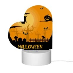 Love Acrylic Night Light, A Halloween Field With A Fence And A Tree With A Bat On It. -Cute Night Light Shop 181bec552ebd8bc7d536eada424f0af99e0e7b5c