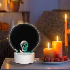 Round Acrylic Night Light, A Stack Of Books With A Skull On Top. -Cute Night Light Shop 185f69e4dcbf89b299f021a673be2742627953aa
