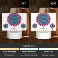 Rectangular Acrylic Night Light, A Colorful Flower With A Purple Background. -Cute Night Light Shop 186c7e6ce8fecf3a84d4c0a44fbd0712ca8afcdf