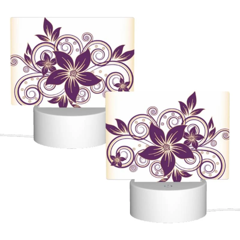 Rectangular Acrylic Night Light, A purple flower with a gold swirl around it. Rectangular Acrylic Night Light, A Purple Flower With A Gold Swirl Around It. -Cute Night Light Shop 186e399008fde5516809e58c74ef848755cd229d