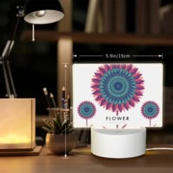 Rectangular Acrylic Night Light, A Colorful Flower With A Purple Background. -Cute Night Light Shop 1899d8cd8e55d3580a86861dba0c019aa7429444