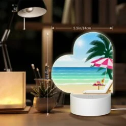 Love Acrylic Night Light, A Beach Scene With A Pink And White Umbrella -Cute Night Light Shop 18d9731bd32ce616e4e121a2085e267be63168eb
