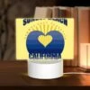 Rectangular Acrylic Night Light, A Yellow And Blue Logo For Sunset Beach California.