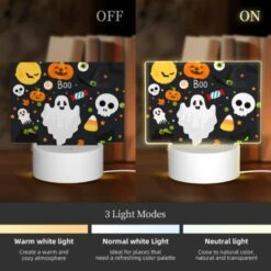 Rectangular Acrylic Night Light, A Cartoon Of A Ghost With A Banner That Says "boo". -Cute Night Light Shop 193df35e3ab4d72b33b81991120124989eb91e4d