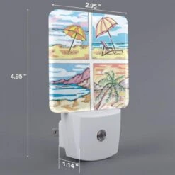 Night Light Set Of 2, A Series Of Four Pictures Of A Beach With Umbrellas And Chairs. -Cute Night Light Shop 194d2c212fe9746f03f5f2e60cc3fde44feb8a23