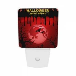 Night Light Set Of 2, A Halloween Night Party Poster With A Red Moon And Bats. -Cute Night Light Shop 199251ddd0801c23c725dfc55463011c0dbcdd2f