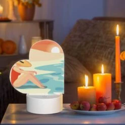 Love Acrylic Night Light, A Woman Wearing A Hat Sits On The Beach. -Cute Night Light Shop 19e1cf6660ffeff82998e744b50a90e2b35b4e36