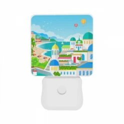 Night Light Set Of 2, A Colorful Cartoon Of A City With A Beach -Cute Night Light Shop 1a5de7e4465a939971c1af21bf7fe475722b27d2