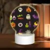Round Acrylic Night Light, A Collection Of Halloween Icons