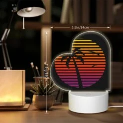 Love Acrylic Night Light, A Sunset With A Palm Tree And A Bird. -Cute Night Light Shop 1c10ad05111cf49046b07c910fb1481534422b4a