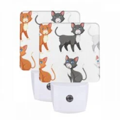 Night Light Set Of 2, A Collection Of Six Different Colored Cats.