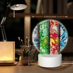 Round Acrylic Night Light, Three Colorful Designs Are Displayed On A Row Of Paper. -Cute Night Light Shop 1c6eb5794ca9d3b2825d0aa6dfbf82e2a1a73d49