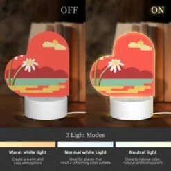 Love Acrylic Night Light, A Red And Yellow Sunset With Two White Flowers. -Cute Night Light Shop 1d038f0a9d99dee5aac20c6d955214e642f46610