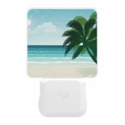 Night Light, A Palm Tree Is On A Beach With A Blue Ocean In The Background. -Cute Night Light Shop 1d214e4f2c97b38f9a9c4544bcc286a3a7ff41b6