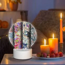 Round Acrylic Night Light, Four Different Colored Designs Of Swirls And Patterns. -Cute Night Light Shop 1e460bbe410f4feef6f7ea109230692ffc3e5bed