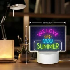 Rectangular Acrylic Night Light, A Neon Sign That Says "We Love Summer". -Cute Night Light Shop 1e543ec0f32fe057d6b5f1a38b3fecd4309d8f43