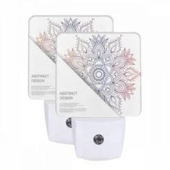 Night Light Set Of 2, A Colorful Abstract Design Is Displayed On A White Background.