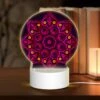 Round Acrylic Night Light, A Colorful Flower With A Purple Background. -Cute Night Light Shop 2104414e17ff1a4e441f6e809df186d53e8e828c