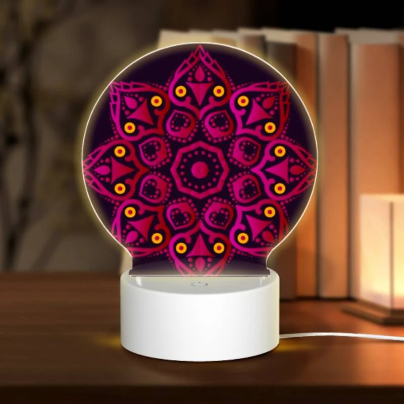 Round Acrylic Night Light, A colorful flower with a purple background. Round Acrylic Night Light, A Colorful Flower With A Purple Background. -Cute Night Light Shop 2104414e17ff1a4e441f6e809df186d53e8e828c