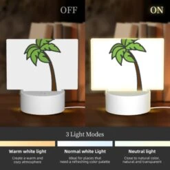 Rectangular Acrylic Night Light, A Green And Brown Palm Tree Is Shown In A Cartoon Style. -Cute Night Light Shop 21b2338e8d83e017405d07d6c7172d2c6fcec7bd