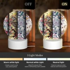 Round Acrylic Night Light, Three Colorful And Intricate Designs Are Displayed Side By Side. -Cute Night Light Shop 21b6e6c90de782367730bcd1da0d2fa063f8aeef
