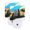 Night Light Set Of 2, A Black And White Drawing Of A City With A Bird Flying Above It. 2 Night Light Set Of 2, A Black And White Drawing Of A City With A Bird Flying Above It. -Cute Night Light Shop 22053788c39edfcfbba9c449157297834675bb14