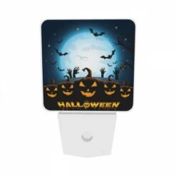 Night Light Set Of 2, A Group Of Pumpkins With Faces On Them Are Shown In Front Of A Full Moon. -Cute Night Light Shop 2235b5eab07569285a8233970bd044eb6538df12