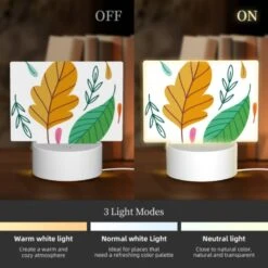 Rectangular Acrylic Night Light, A Colorful Leaf With A Pink Stem. -Cute Night Light Shop 23038128790fea68610511a17bd2fe49b23409c9