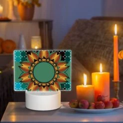 Rectangular Acrylic Night Light, A Colorful Sunflower With A Green Center. -Cute Night Light Shop 2337b7ac85aeac9fd2179fc45bdf3fb0496ff047
