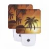 Night Light Set Of 2, A Sunset With Palm Trees And A Mountain In The Background. -Cute Night Light Shop 2378eaf18e705ebcef15b0b35e25840f48812e9f