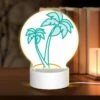 Round Acrylic Night Light, A Green And Blue Palm Tree With A Blue Trunk. -Cute Night Light Shop 246997a57699c0aacb6e3b633c65ee4f92cd5241