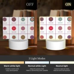 Rectangular Acrylic Night Light, A Collection Of Colorful Geometric Shapes. -Cute Night Light Shop 24769af0defaae5c2c1d42898f914a23c37daafb