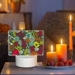 Rectangular Acrylic Night Light, A Colorful Floral Pattern With A Bird In The Middle. -Cute Night Light Shop 25e1207a0b6aa507f679413515574a61d529c29b