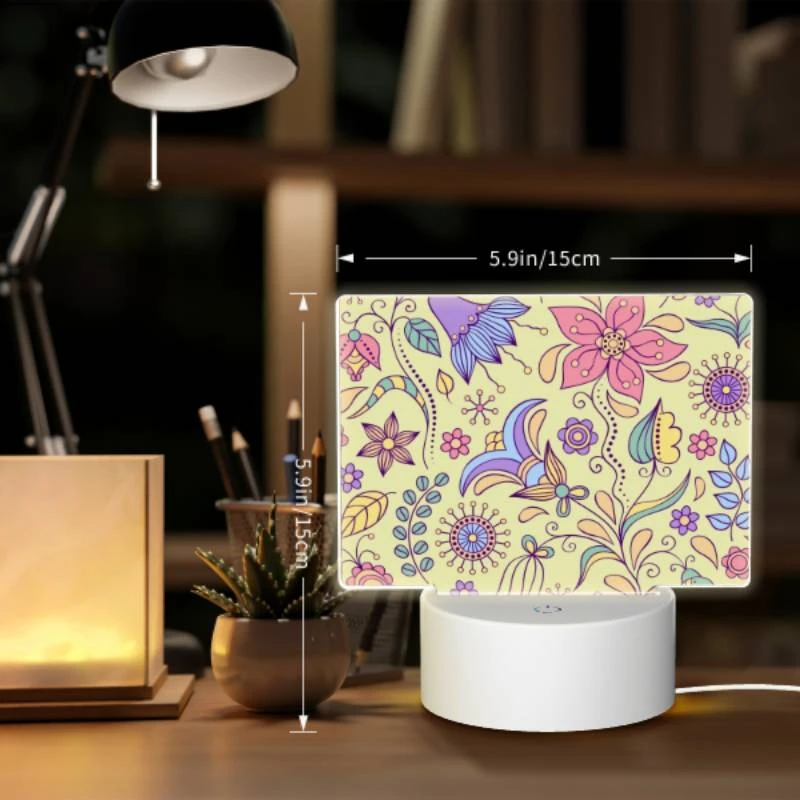 Rectangular Acrylic Night Light, A colorful floral pattern with purple Rectangular Acrylic Night Light, A Colorful Floral Pattern With Purple -Cute Night Light Shop 272e1e10e3184a68daa7183bbc8193cac7f7842e
