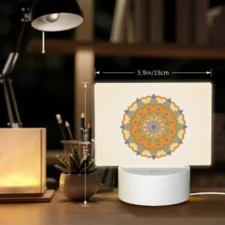 Rectangular Acrylic Night Light, A Colorful Flower Design Is Displayed On A Yellow Background. -Cute Night Light Shop 27529f3e7dea5ba1523fe14144fb153b9b5a46c7