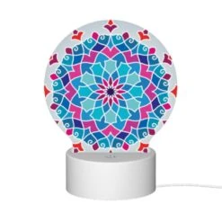Round Acrylic Night Light, A Colorful Blue And Purple Flower Design. -Cute Night Light Shop 276829ec0dbd2bbddb9809e9b7ba977cd4530e92