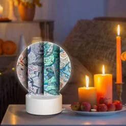 Round Acrylic Night Light, Three Different Colored Paintings Of Flowers. -Cute Night Light Shop 2795e99526055c316e9a8c7b593fa9560339da2f