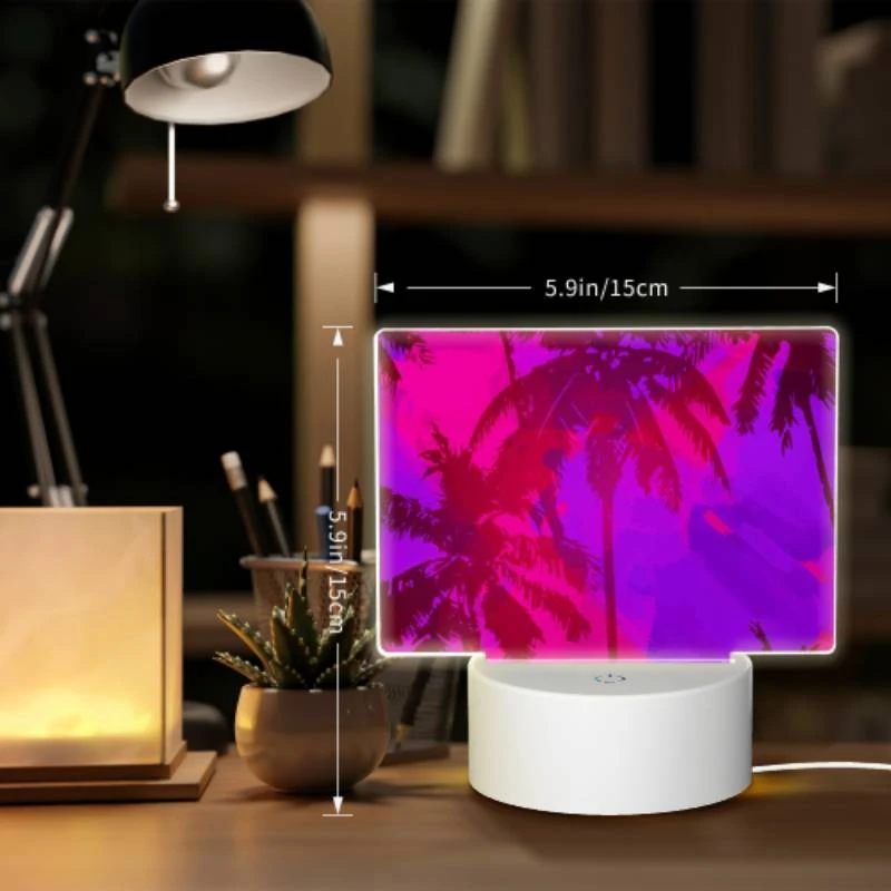 Rectangular Acrylic Night Light, A purple and pink tropical scene with palm trees. Rectangular Acrylic Night Light, A Purple And Pink Tropical Scene With Palm Trees. -Cute Night Light Shop 279fc0bca9c9c5075ef79d4025067c93bf085cab
