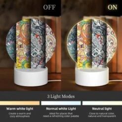 Round Acrylic Night Light, Four Different Colored Paintings Of Swirls And Designs. -Cute Night Light Shop 27b9cbf7b61f138956972d744a47a343b25b1c96