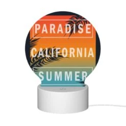 Round Acrylic Night Light, A Colorful Poster Advertising Paradise California Summer. -Cute Night Light Shop 27cc1b3435d489f9a85564c01a7e06b9f75496f7