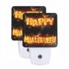 Night Light Set Of 2, A Firey Sign That Says "Happy Halloween". -Cute Night Light Shop 2829ad366cabd5330bad209bd08ba4c25c0f0c6a