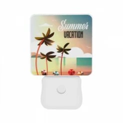 Night Light Set Of 2, A Colorful Beach Scene With Palm Trees And A Sunny Sky. -Cute Night Light Shop 284d4128e303b1a793f5a51c570238b24af765f4