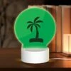 Round Acrylic Night Light, A Green And Yellow Palm Tree On A Green Background. -Cute Night Light Shop 28b58fcd52443b8ffdefd52a23d13a2ecbdff4df
