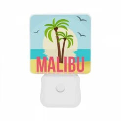 Night Light Set Of 2, A Palm Tree Is In Front Of A Sunset With The Word Malibu Written Below It. -Cute Night Light Shop 2917a58b693fb2b1f138d563ff908d0c0d517254