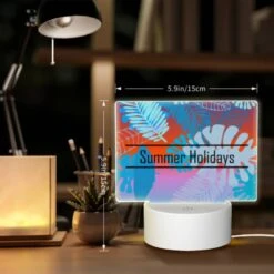 Rectangular Acrylic Night Light, A Colorful Image Of Leaves And A Word "Summer Holidays" Written In The Middle. -Cute Night Light Shop 2a610db2c01827eadf2512803d8c09c9d68e0869