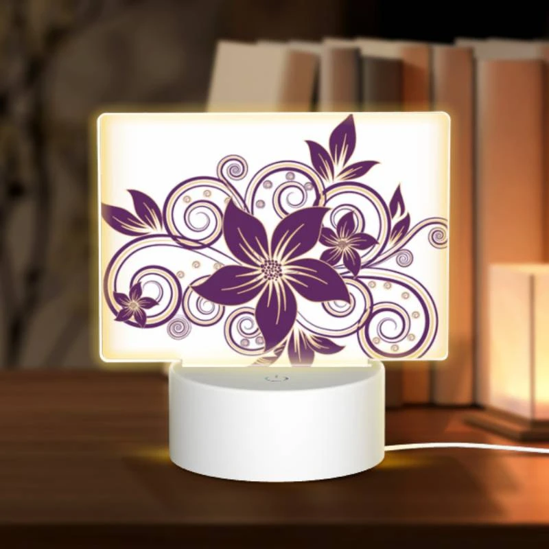 Rectangular Acrylic Night Light, A purple flower with a gold swirl around it. Rectangular Acrylic Night Light, A Purple Flower With A Gold Swirl Around It. -Cute Night Light Shop 2a6d17c967df5e1dadcf032b2c9d54e37ed83ab8